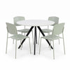 Aspen - White Round Table & 4 Academy Sage Green Chairs (Self Assembly) (DHD) Image 1
