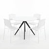 Aspen - White Round Table & 4 Academy White Chairs (Self Assembly) (DHD) Image 1
