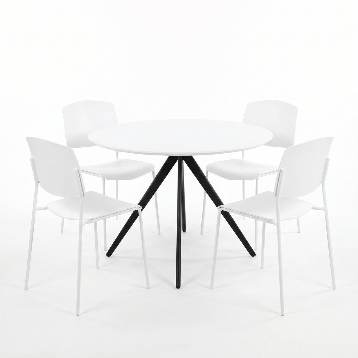 Aspen - White Round Table & 4 Academy White Chairs (Self Assembly) (DHD) Image 1