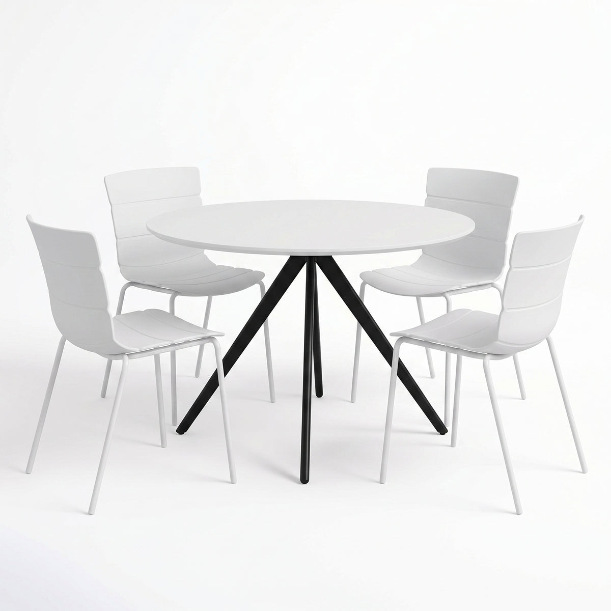 Aspen - White Round Table & 4 Bali White Chairs (Self Assembly) (DHD) Image 1