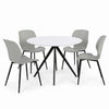 Aspen - White Round Table & 4 Carnaby Light Grey Chairs (Self Assembly) (DHD) Image 1