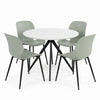 Aspen - White Round Table & 4 Carnaby Sage Green Chairs (Self Assembly) (DHD) Image 1