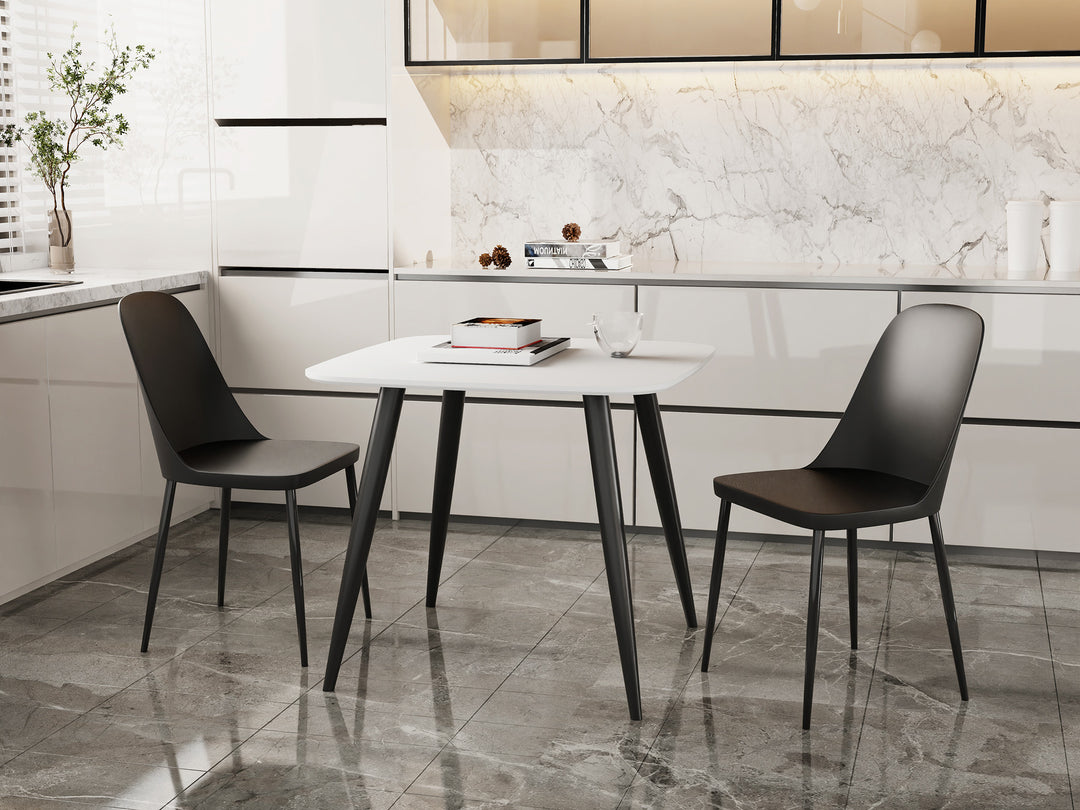 Aspen - White Square Table & 2 Black Duo Chairs (Self Assembly) (DHD) Image 1
