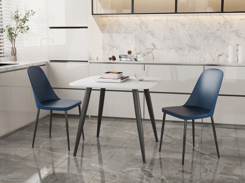 Aspen - White Square Table & 2 Blue Duo Chairs (Self Assembly) (DHD) Image 1