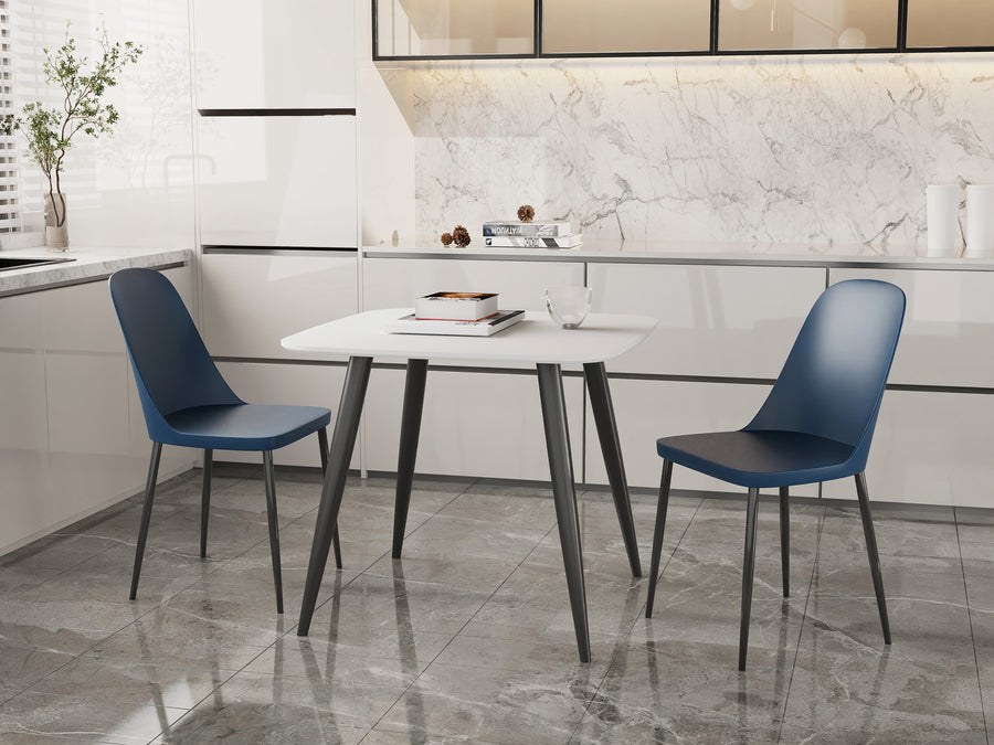 Aspen - White Square Table & 2 Blue Duo Chairs (Self Assembly) (DHD) Image 1
