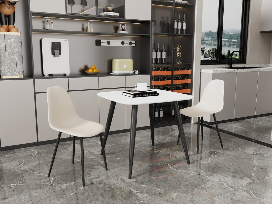 Aspen - White Square Table & 2 Calico Curve Chairs (Self Assembly) (DHD) Image 1
