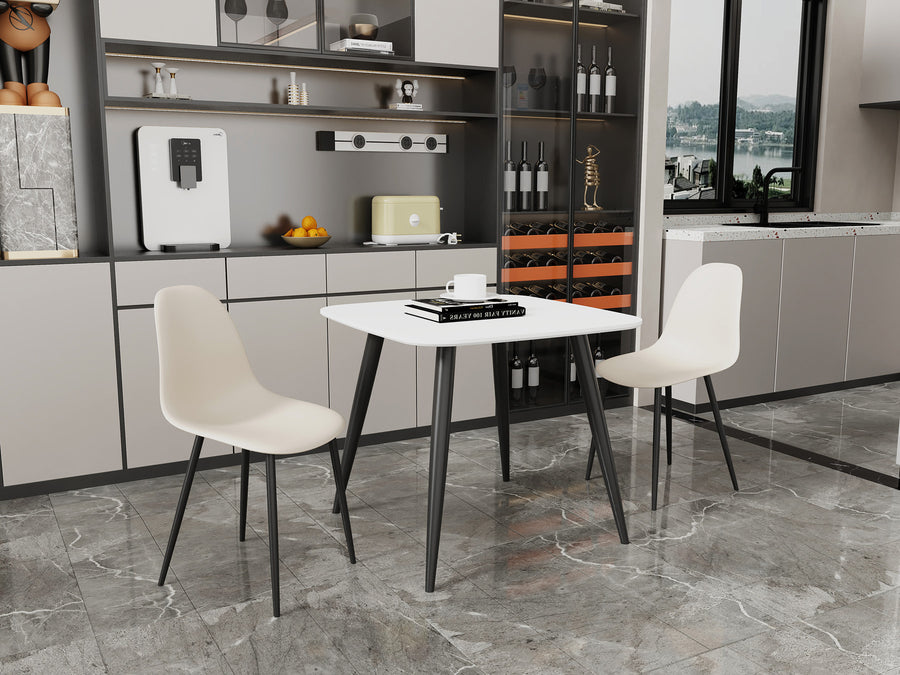 Aspen - White Square Table & 2 Calico Curve Chairs (Self Assembly) (DHD) Image 1