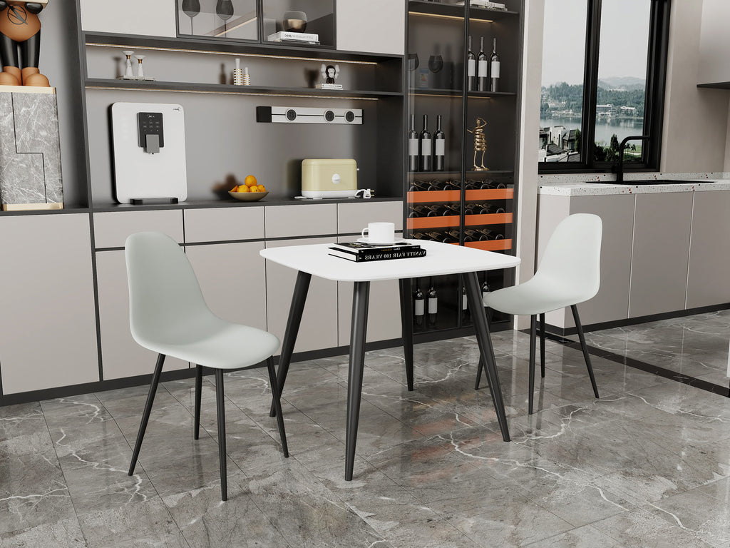 Aspen - White Square Table & 2 Light Grey Curve Chairs (Self Assembly) (DHD) Image 1