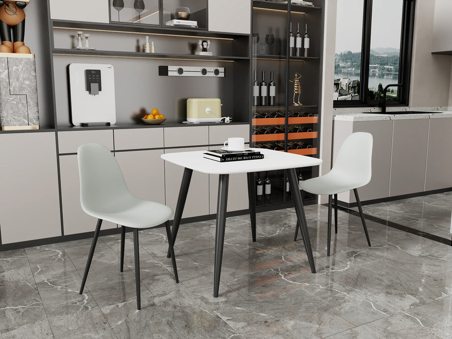 Aspen - White Square Table & 2 Light Grey Curve Chairs (Self Assembly) (DHD) Image 1