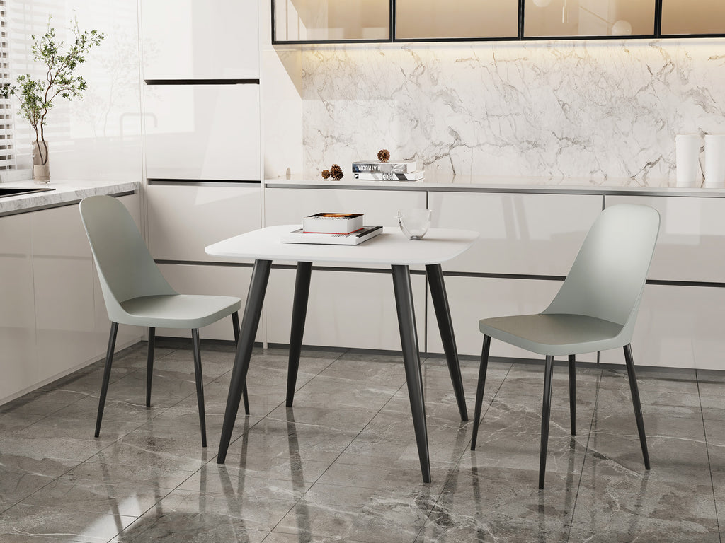 Aspen - White Square Table & 2 Light Grey Duo Chairs (Self Assembly) (DHD) Image 1