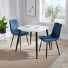Aspen - White Square Table & 2 Straight Stitch Blue Cord Chairs (Self Assembly) (DHD) Image 1