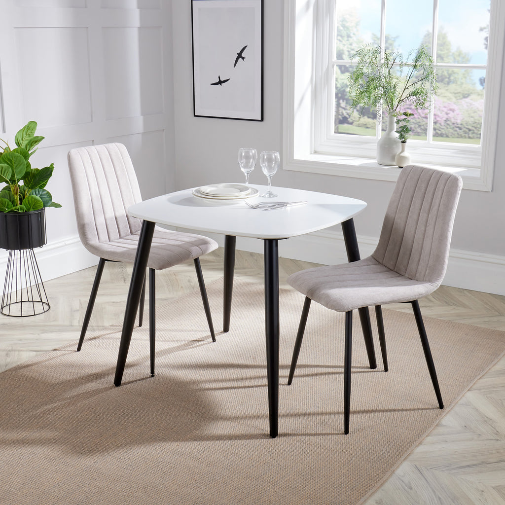 Aspen - White Square Table & 2 Straight Stitch Natural Chairs (Self Assembly) (DHD) Image 1