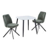 Aspen - White Square Table & 2 Swivel Green Cord Fabric Chairs (Self Assembly) (DHD) Image 1