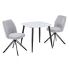Aspen - White Square Table & 2 Swivel Light Grey Cord Fabric Chairs (Self Assembly) (DHD) Image 1