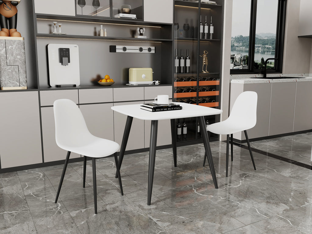 Aspen - White Square Table & 2 White Curve Chairs (Self Assembly) (DHD) Image 1