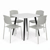 Aspen - White Square Table & 4 Academy Light Grey Chairs (Self Assembly) (DHD) Image 1