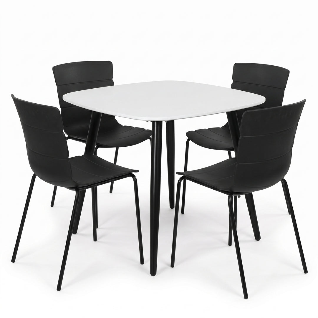 Aspen - White Square Table & 4 Bali Black Chairs (Self Assembly) (DHD) Image 1