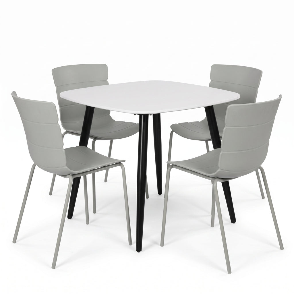 Aspen - White Square Table & 4 Bali Light Grey Chairs (Self Assembly) (DHD) Image 1
