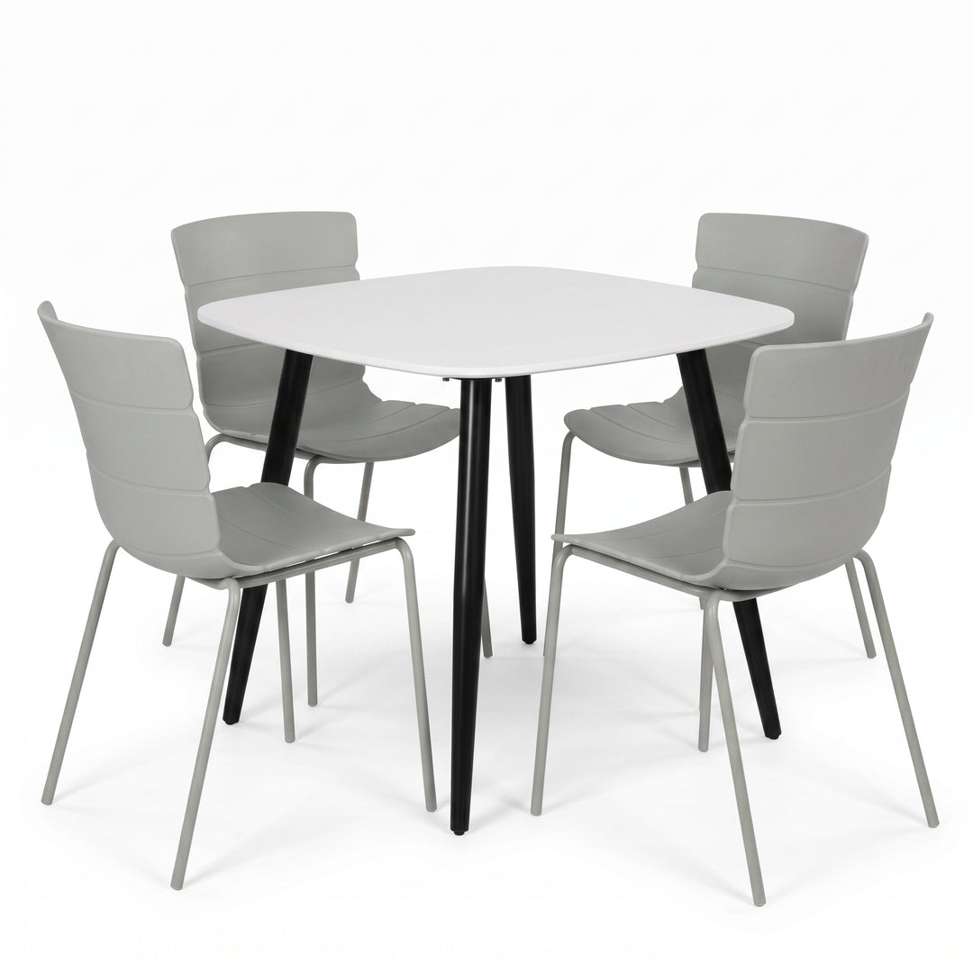Aspen - White Square Table & 4 Bali Light Grey Chairs (Self Assembly) (DHD) Image 1