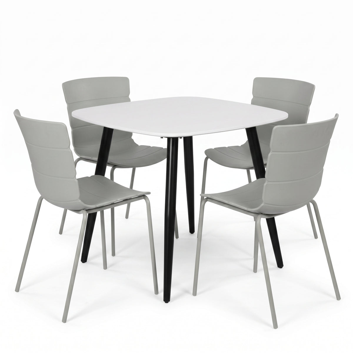 Aspen - White Square Table & 4 Bali Light Grey Chairs (Self Assembly) (DHD) Image 1