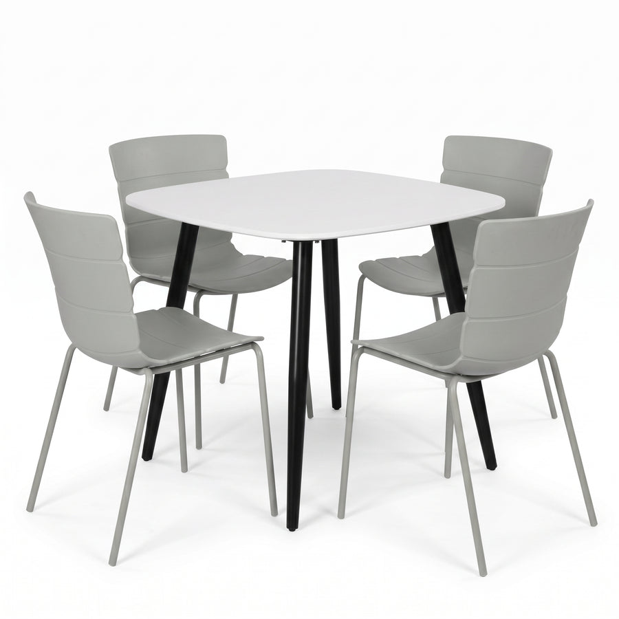 Aspen - White Square Table & 4 Bali Light Grey Chairs (Self Assembly) (DHD) Image 1