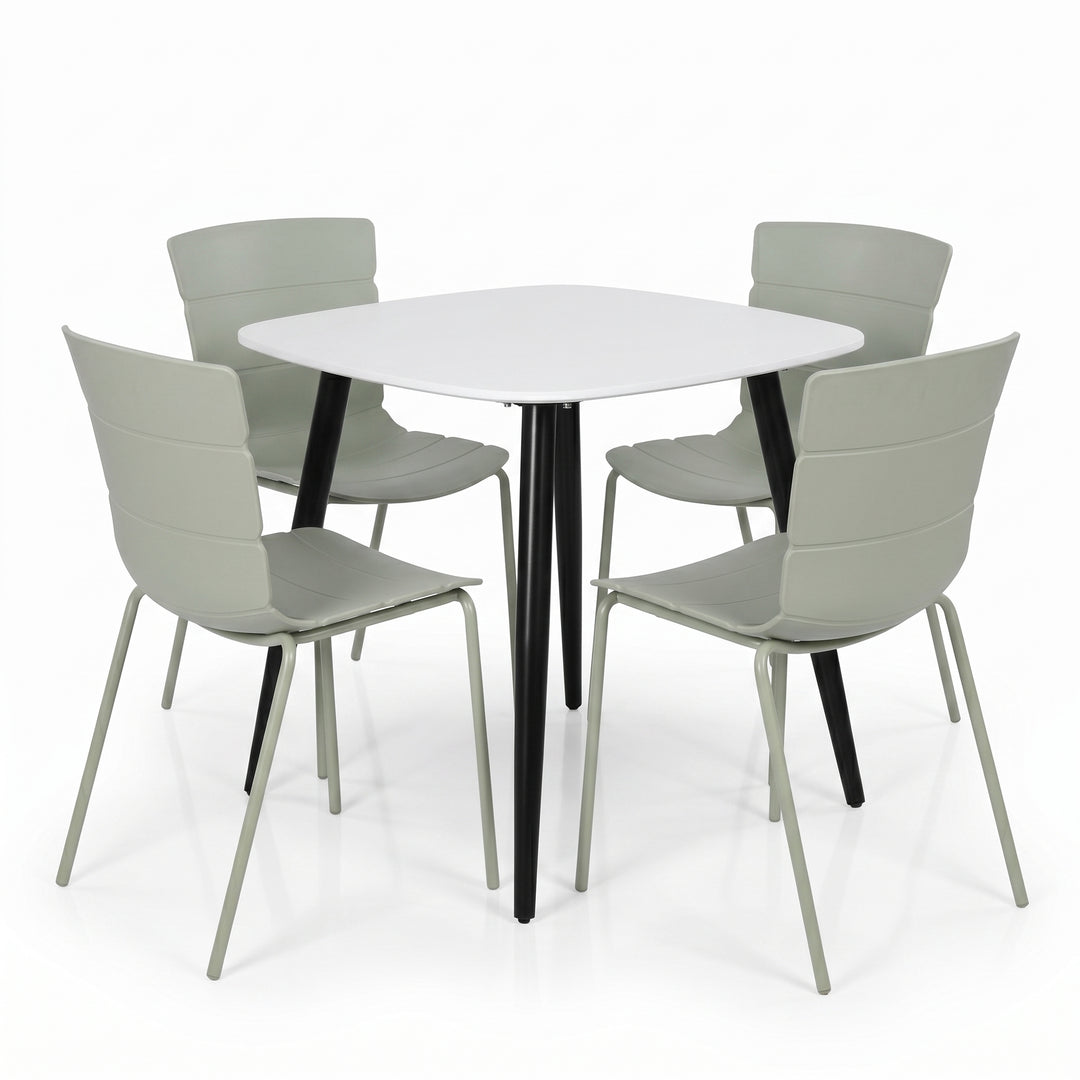 Aspen - White Square Table & 4 Bali Sage Green Chairs (Self Assembly) (DHD) Image 1