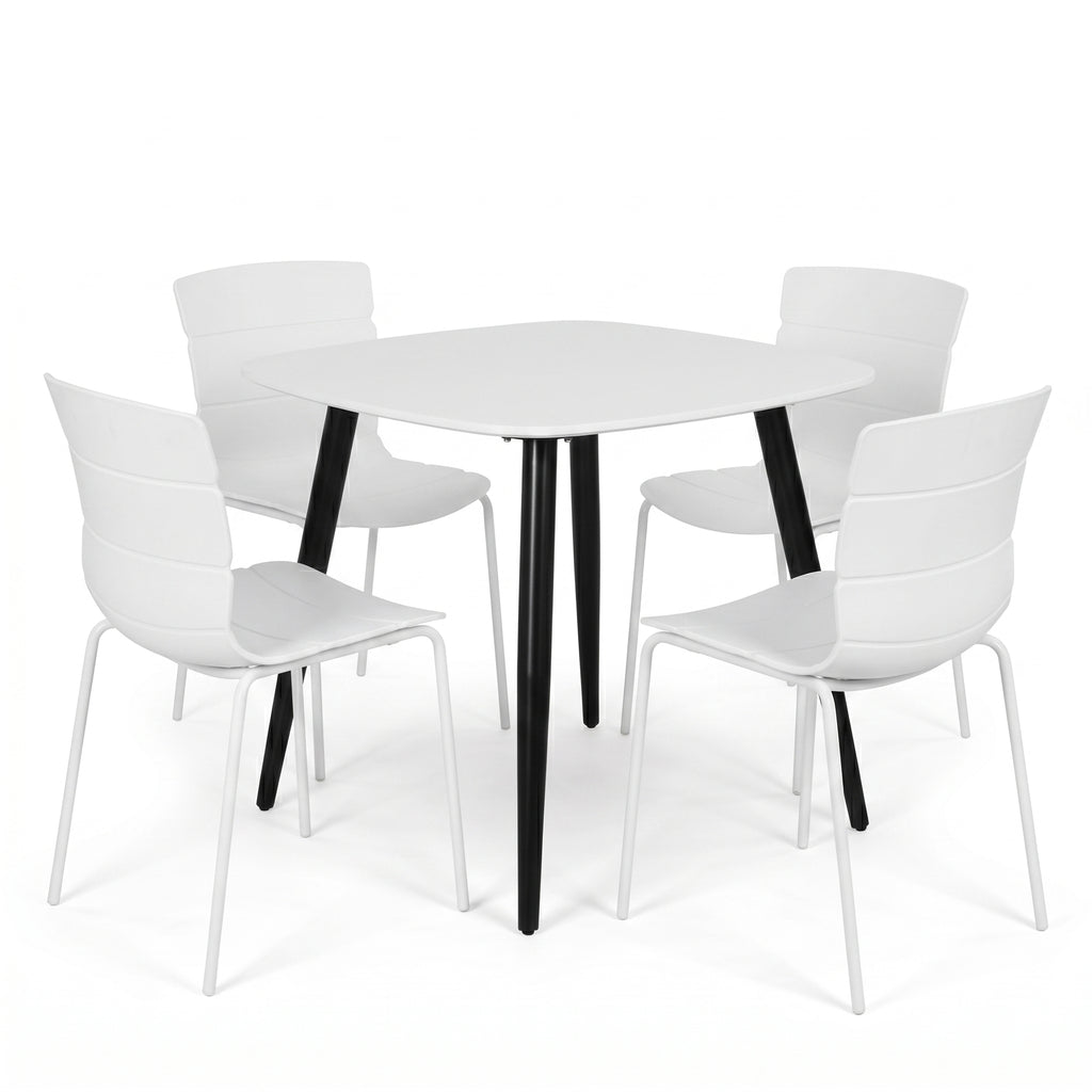Aspen - White Square Table & 4 Bali White Chairs (Self Assembly) (DHD) Image 1