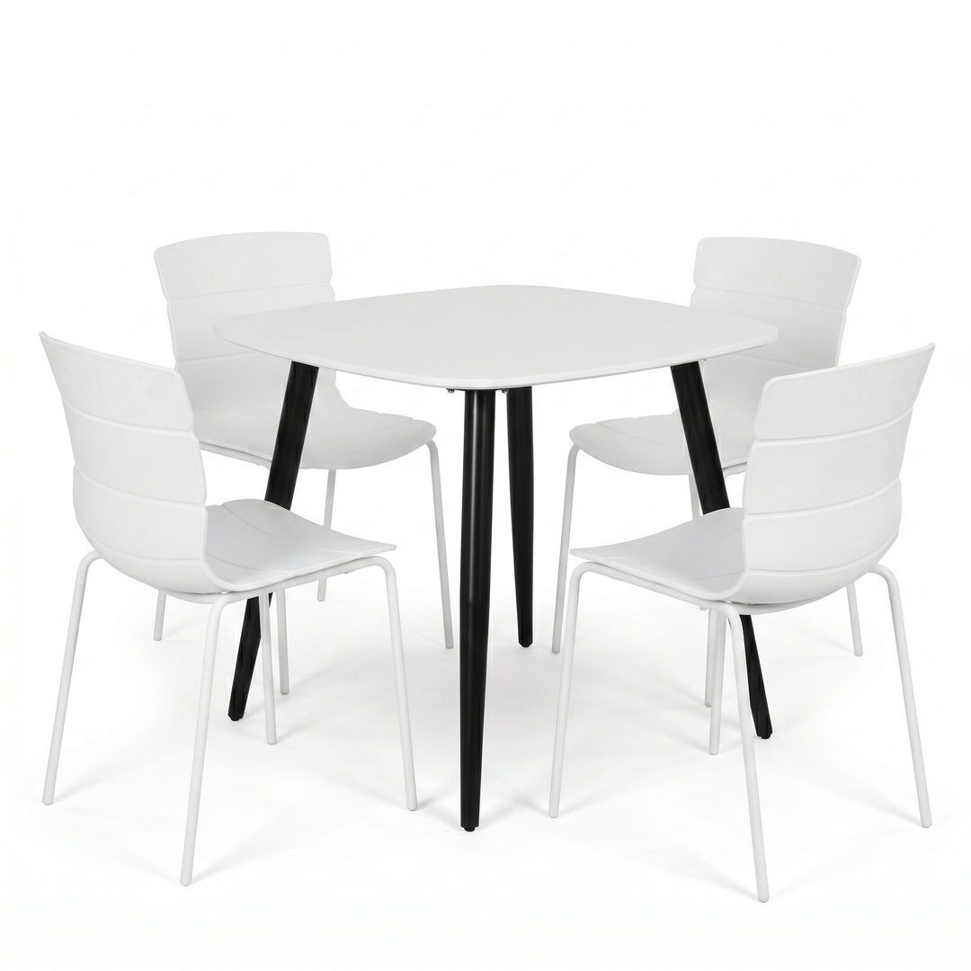 Aspen - White Square Table & 4 Bali White Chairs (Self Assembly) (DHD) Image 1
