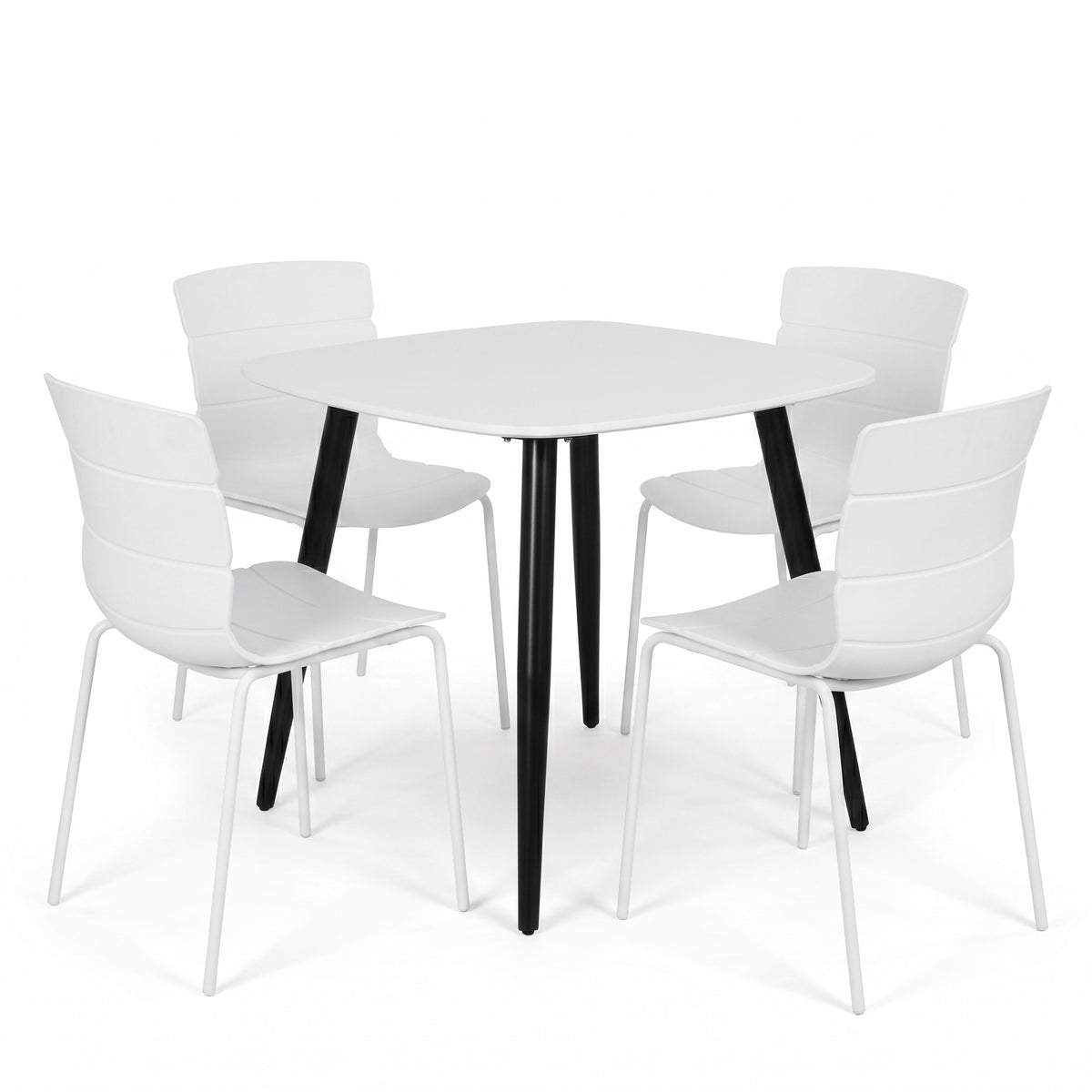 Aspen - White Square Table & 4 Bali White Chairs (Self Assembly) (DHD) Image 1