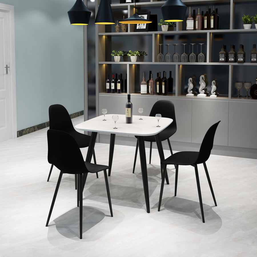 Aspen - White Square Table & 4 Black Curve Chairs (Self Assembly) (DHD) Image 1