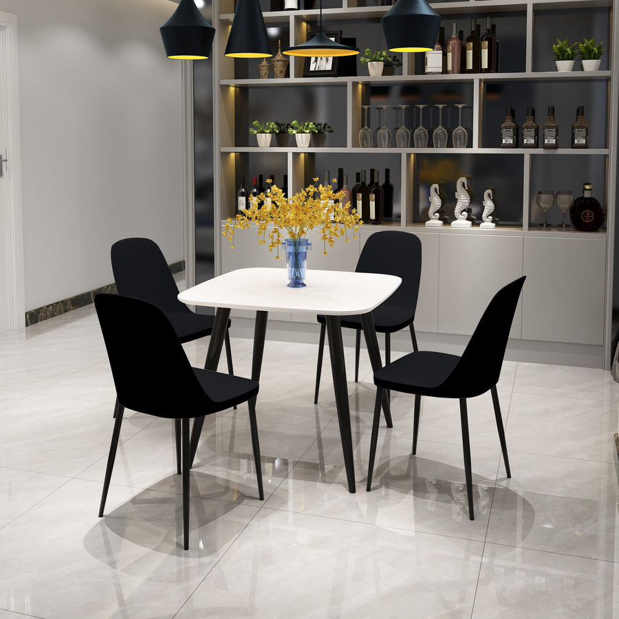 Aspen - White Square Table & 4 Black Duo Chairs (Self Assembly) (DHD) Image 1