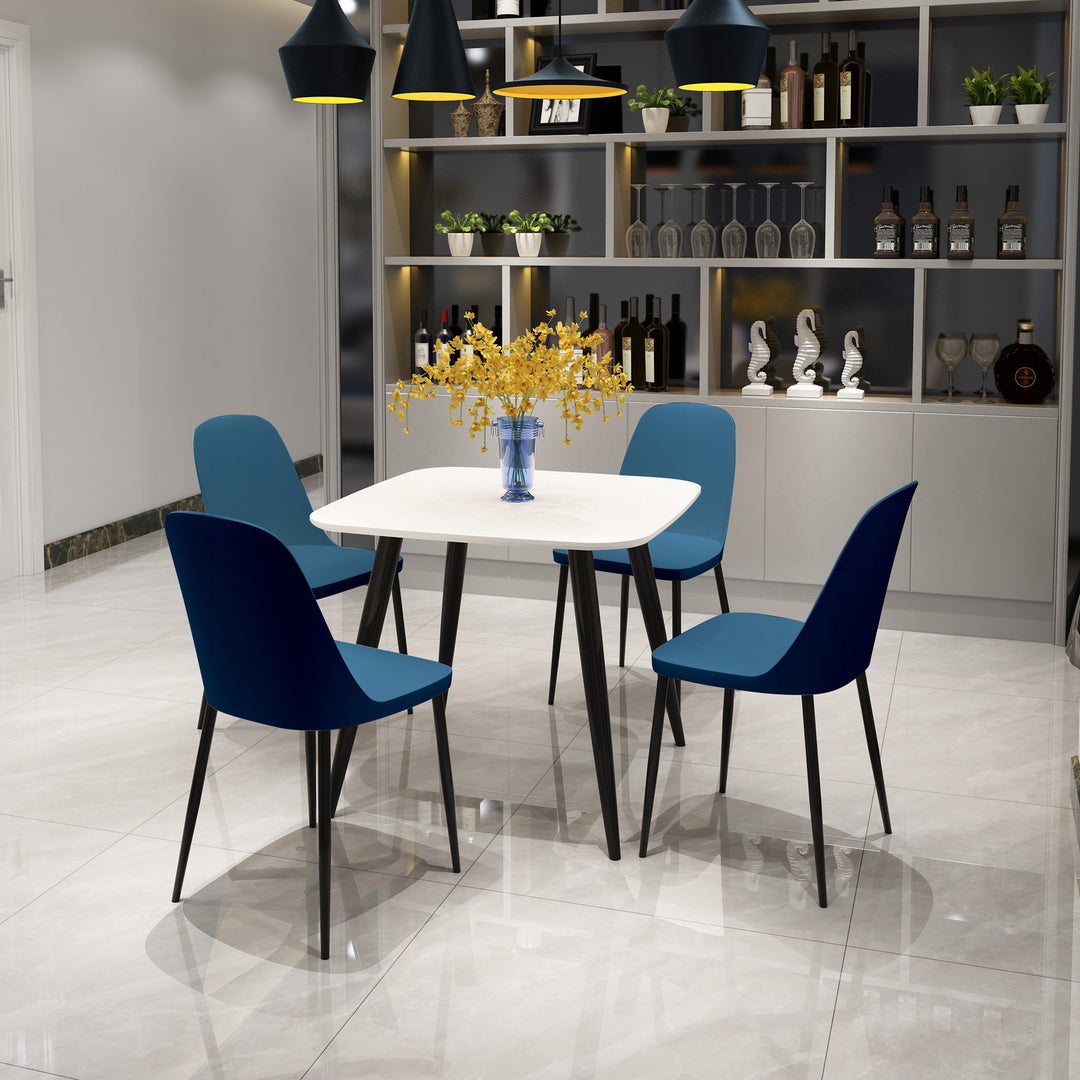 Aspen - White Square Table & 4 Blue Duo Chairs (Self Assembly) (DHD) Image 1