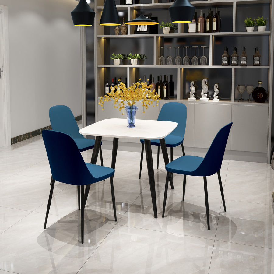 Aspen - White Square Table & 4 Blue Duo Chairs (Self Assembly) (DHD) Image 1