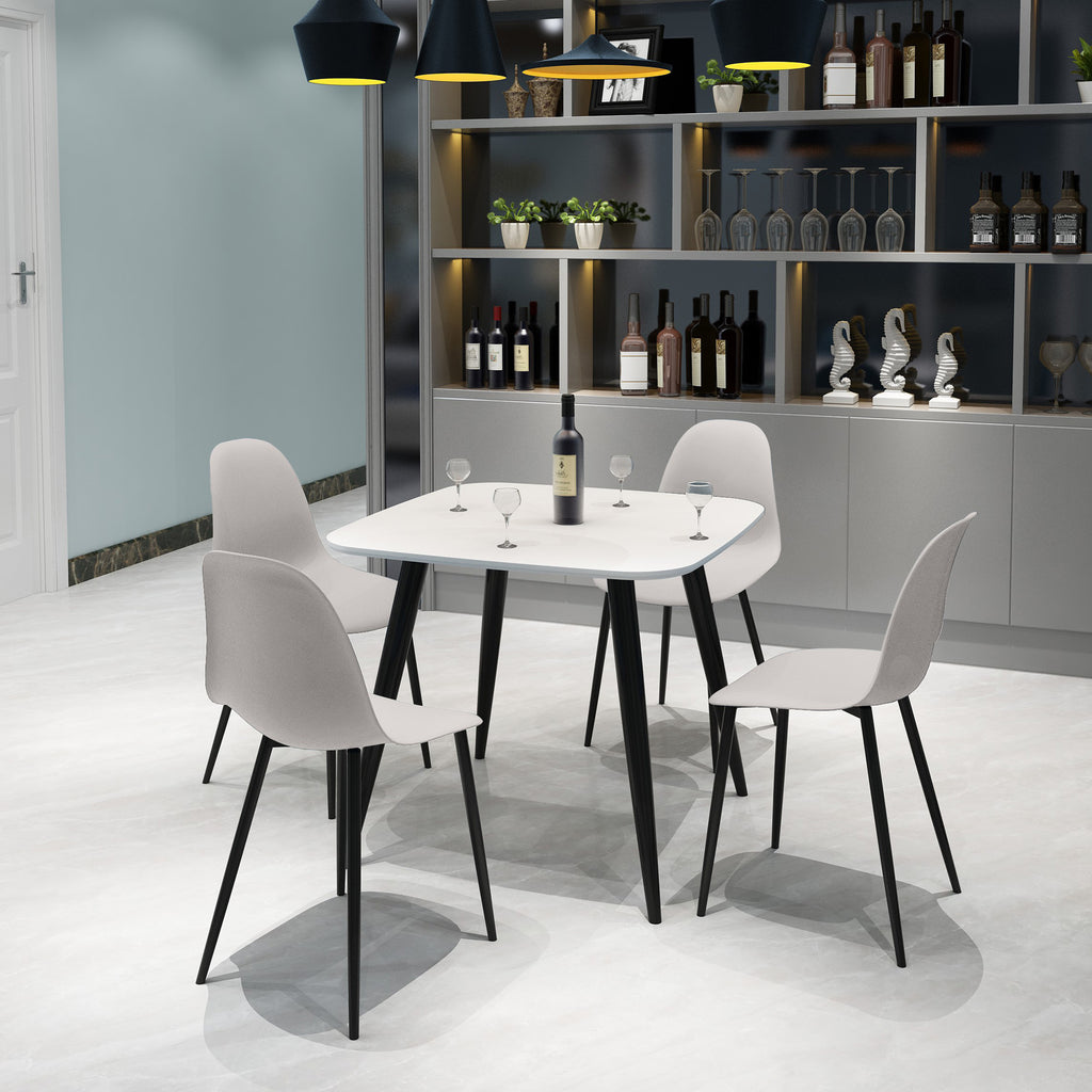 Aspen - White Square Table & 4 Calico Curve Chairs (Self Assembly) (DHD) Image 1