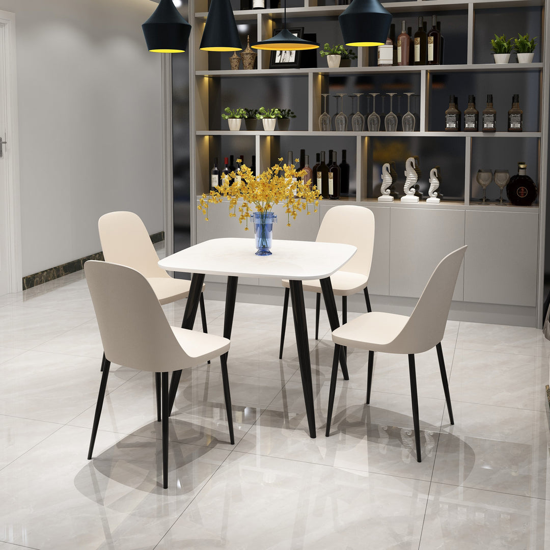 Aspen - White Square Table & 4 Calico Duo Chairs (Self Assembly) (DHD) Image 1