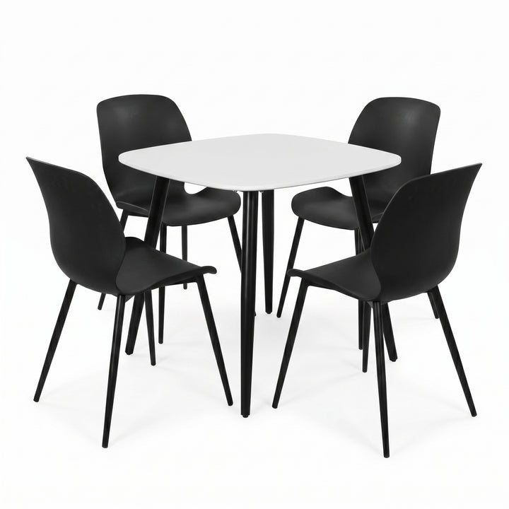 Aspen - White Square Table & 4 Carnaby Black Chairs (Self Assembly) (DHD) Image 1