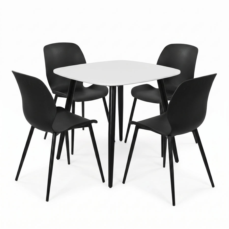 Aspen - White Square Table & 4 Carnaby Black Chairs (Self Assembly) (DHD) Image 1