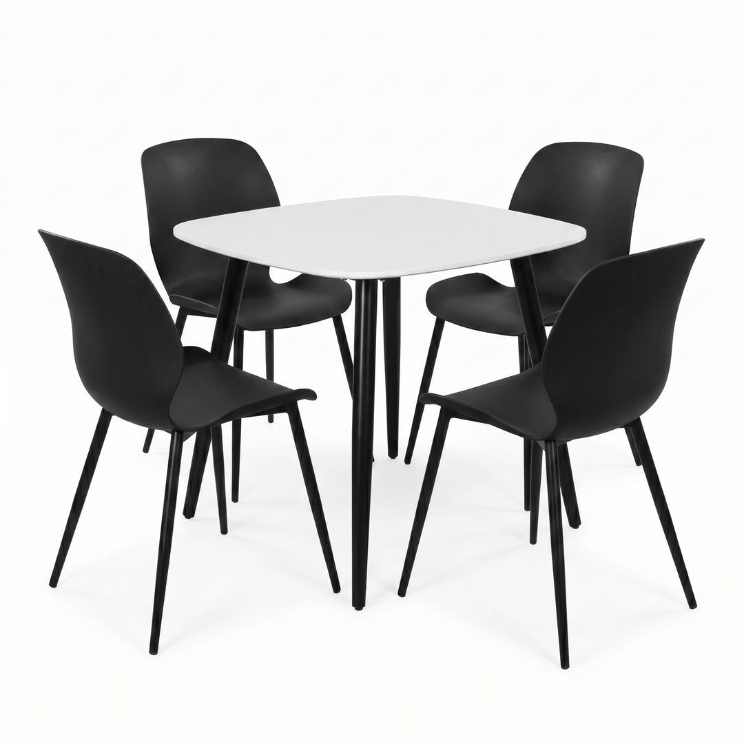 Aspen - White Square Table & 4 Carnaby Black Chairs (Self Assembly) (DHD) Image 2