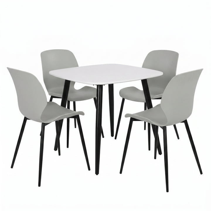 Aspen - White Square Table & 4 Carnaby Light Grey Chairs (Self Assembly) (DHD) Image 1
