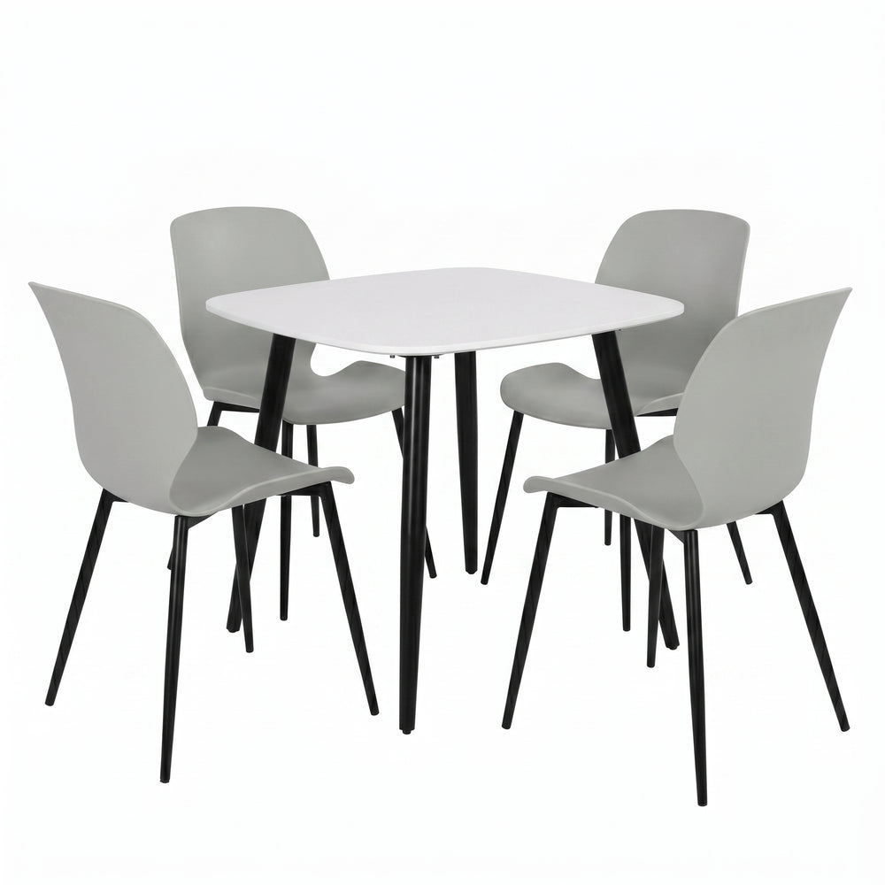Aspen - White Square Table & 4 Carnaby Light Grey Chairs (Self Assembly) (DHD) Image 2