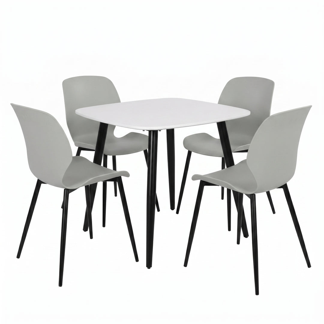 Aspen - White Square Table & 4 Carnaby Light Grey Chairs (Self Assembly) (DHD) Image 2