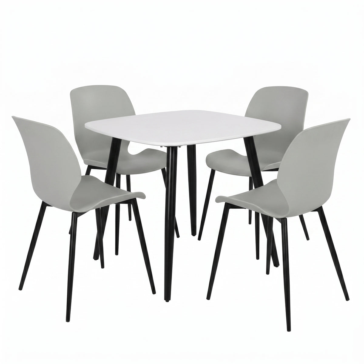 Aspen - White Square Table & 4 Carnaby Light Grey Chairs (Self Assembly) (DHD) Image 2