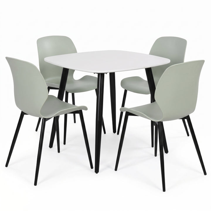 Aspen - White Square Table & 4 Carnaby Sage Green Chairs (Self Assembly) (DHD) Image 2