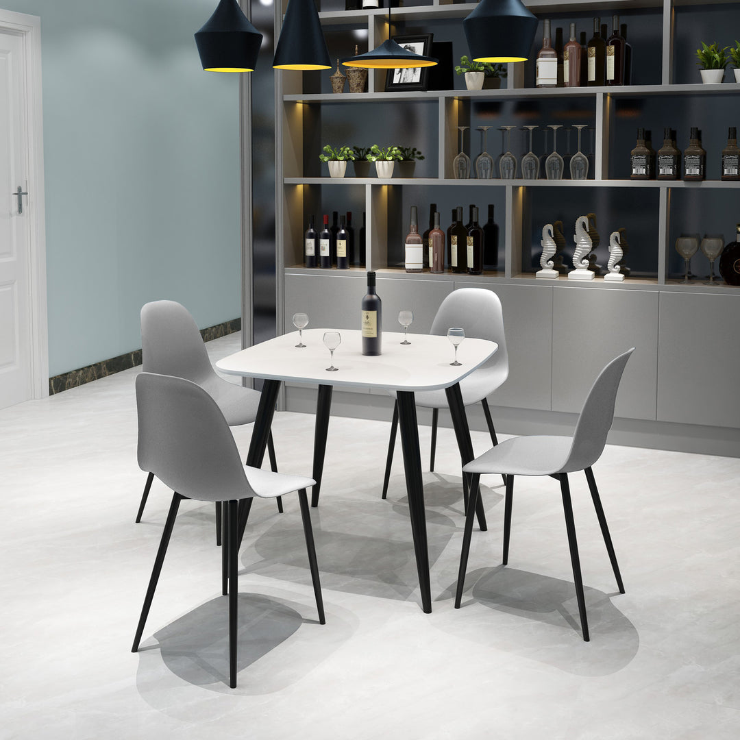 Aspen - White Square Table & 4 Light Grey Curve Chairs (Self Assembly) (DHD) Image 1