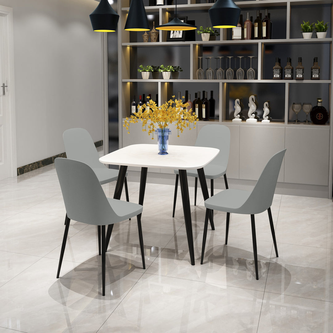 Aspen - White Square Table & 4 Light Grey Duo Chairs (Self Assembly) (DHD) Image 1