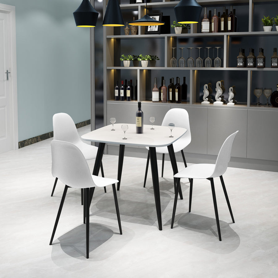 Aspen - White Square Table & 4 White Curve Chairs (Self Assembly) (DHD) Image 1