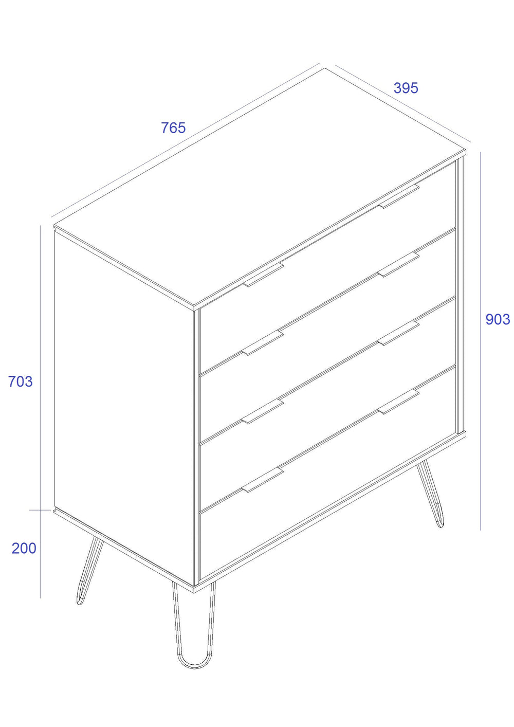Augusta - 4 Drawer Chest Grey Textured (Self Assembly) (DHD) Image 2