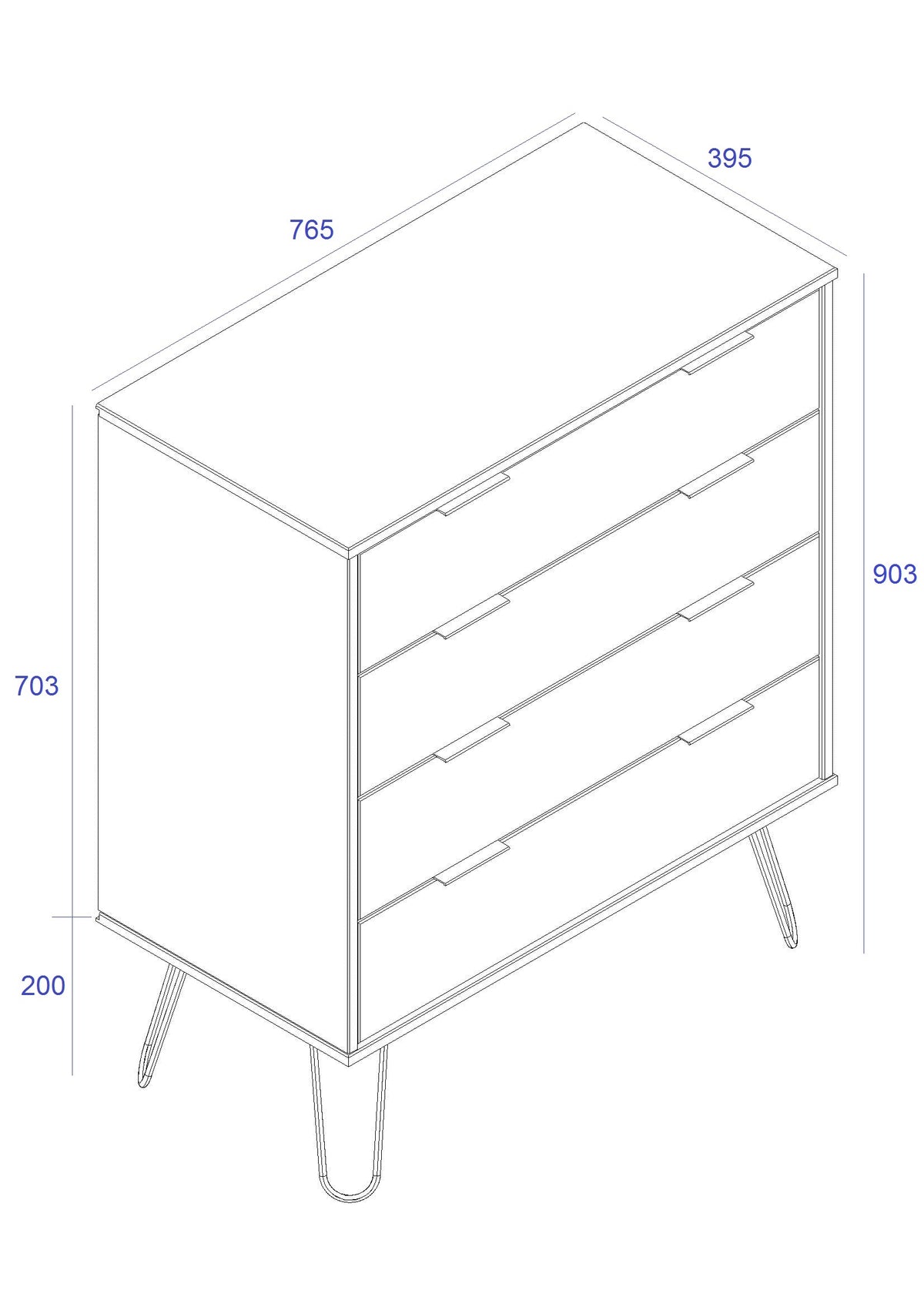 Augusta - 4 Drawer Chest Grey Textured (Self Assembly) (DHD) Image 2