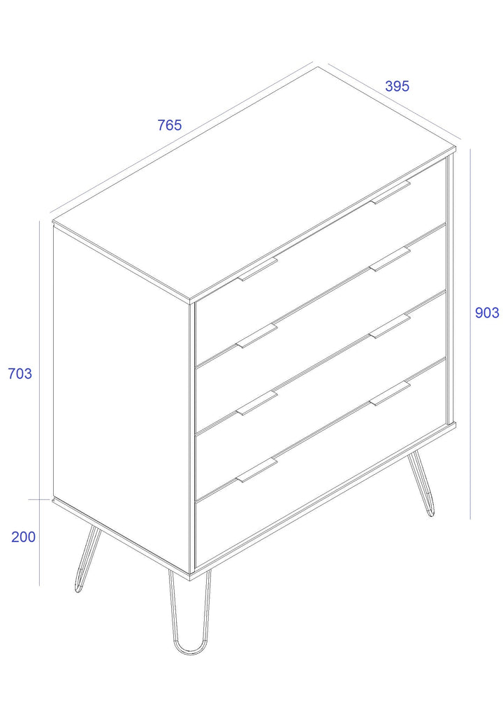 Augusta - 4 Drawer Chest Grey Textured (Self Assembly) (DHD) Image 2