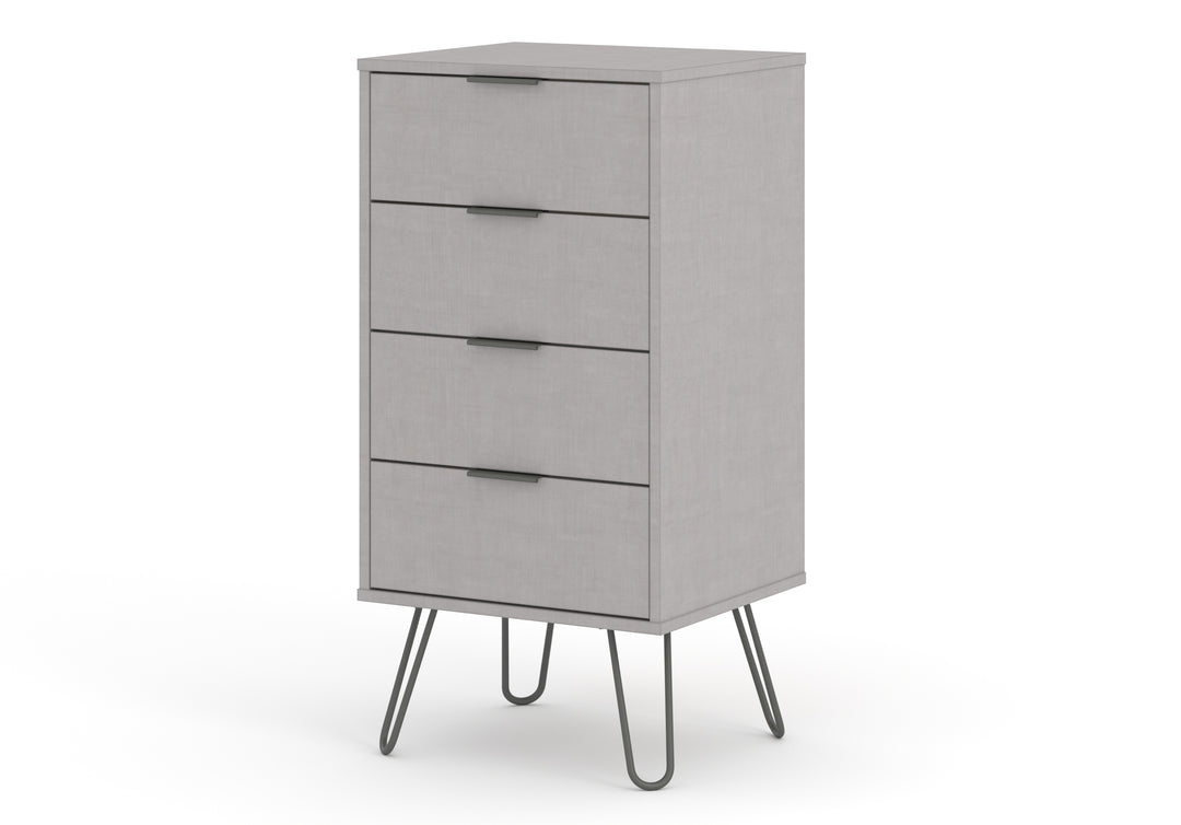 Augusta - 4 Drawer Narrow Chest Grey Textured (Self Assembly) (DHD) Image 1